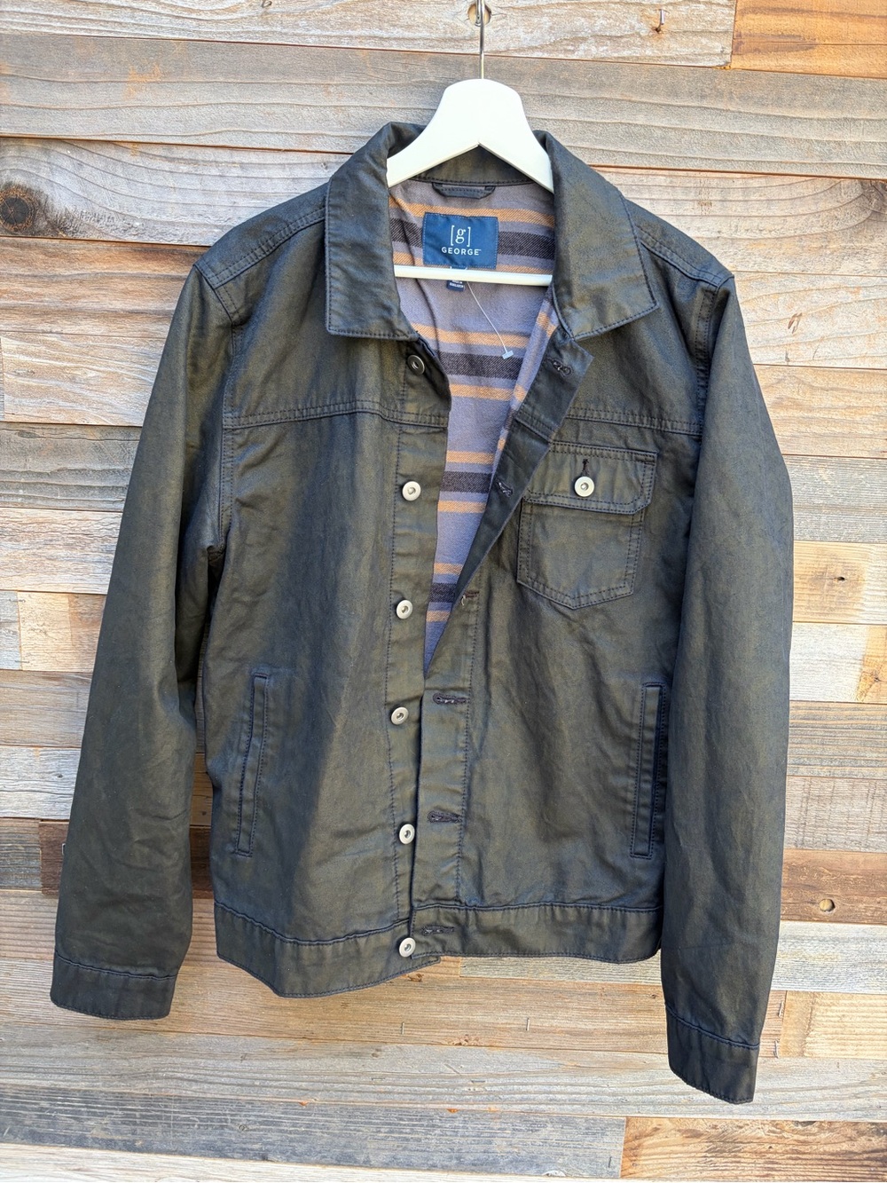 George Men's Dark Olive Green Lightweight Button Jacket size s(34-36)